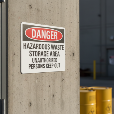 Danger Hazardous Waste Storage Area Unauthorized