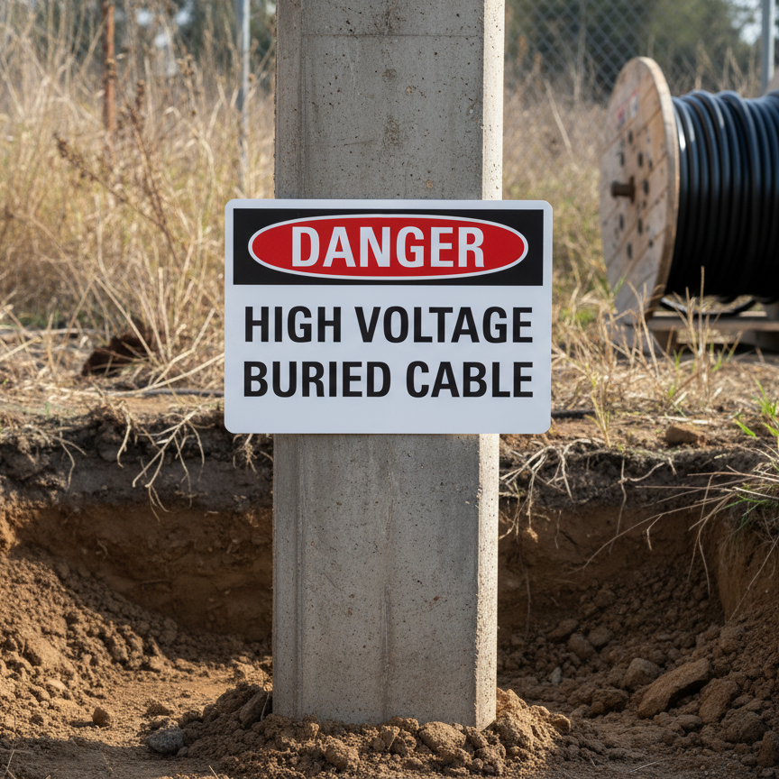 Danger High Voltage Buried Cable