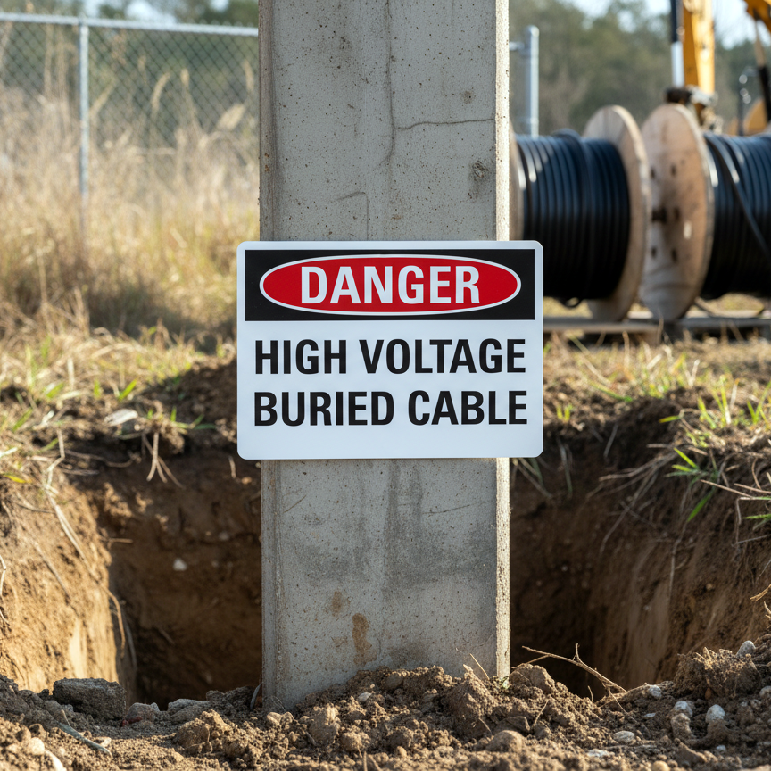 Danger High Voltage Buried Cable - Image 2