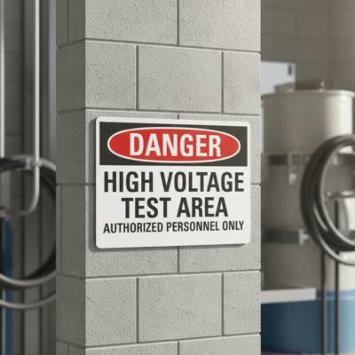 Danger High Voltage Test Area Authorized Personnel