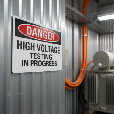 Danger High Voltage Testing In Progress