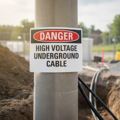 Danger High Voltage Underground Cable