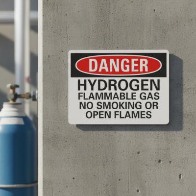 Danger Hydrogen Flammable Gas No Smoking Or
