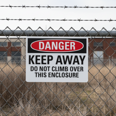 Danger Keep Away Do Not Climb Over This Enclosure