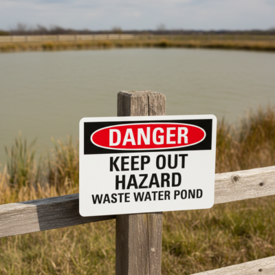 Danger Keep Out Hazard Waste Water Pond