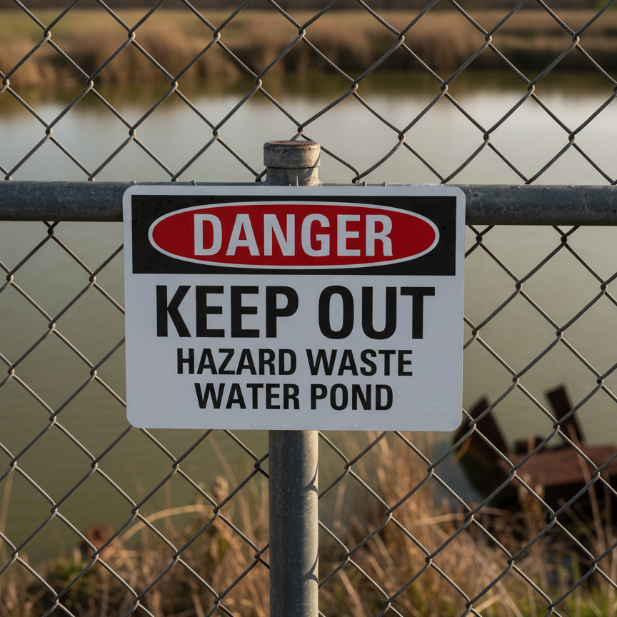 Danger Keep Out Hazard Waste Water Pond
