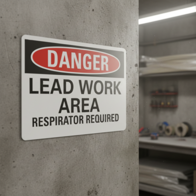 Danger Lead Work Area Respirator Required