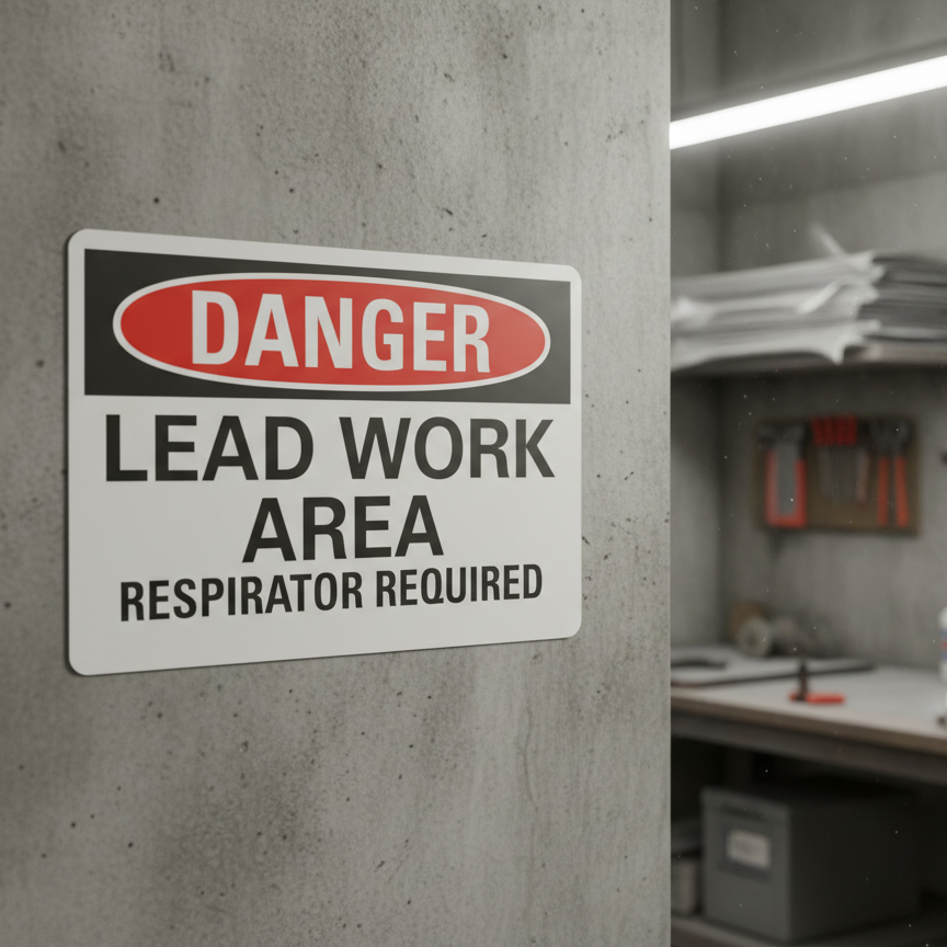 Danger Lead Work Area Respirator Required - Image 2