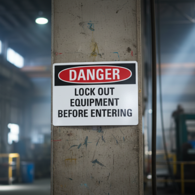 Danger Lock Out Equipment Before Entering