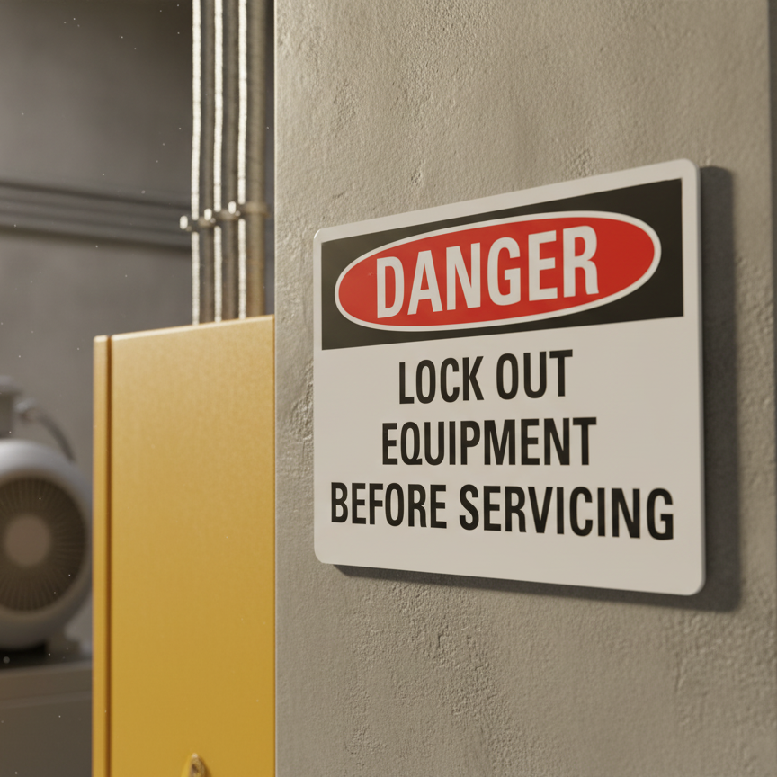 Danger Lock Out Equipment Before Servicing