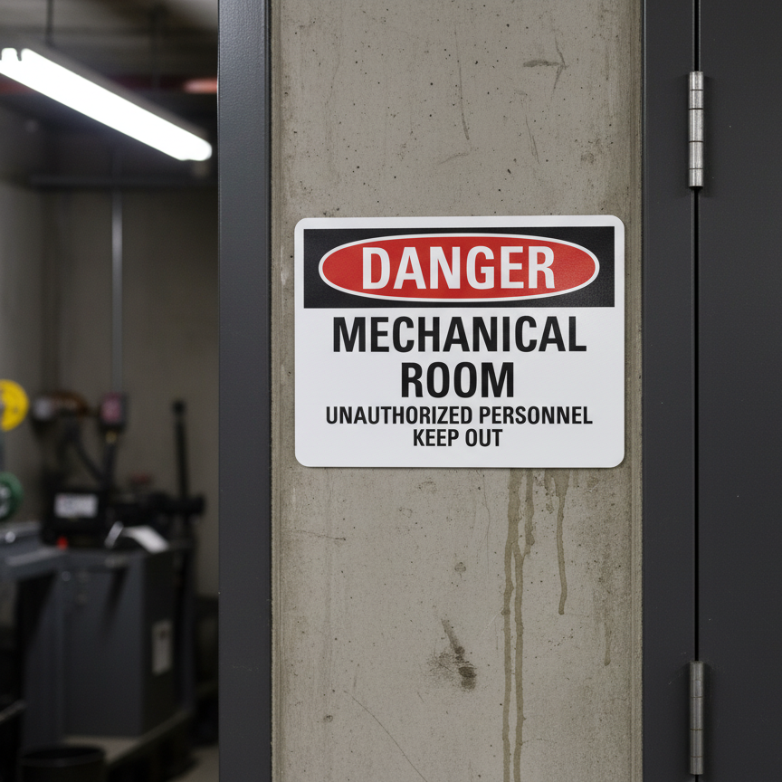 Danger Mechanical Room Unauthorized Personnel