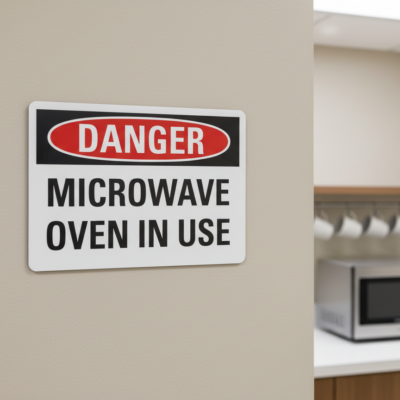 Danger Microwave Oven In Use