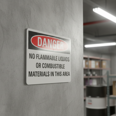 Danger No Flammable Liquids Or Combustible Materials