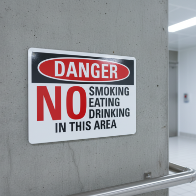Danger No Smoking Eating Drinking In This Area