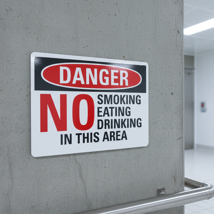 Danger No Smoking Eating Drinking In This Area