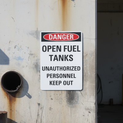 Danger Open Fuel Tanks Unuathorized Personnel