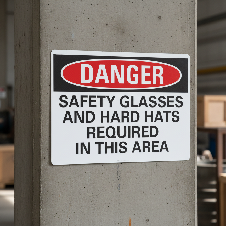 Danger Safety Glasses And Hard Hats Required