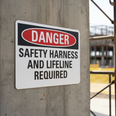 Danger Safety Harness And Lifeline Required