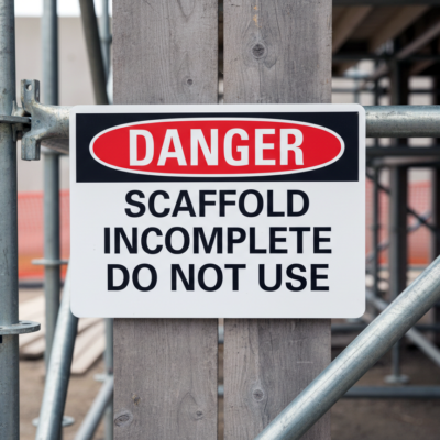 Danger Scaffold Incomplete Do Not Use