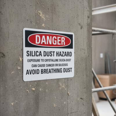 Danger Silica Dust Hazard Exposure To Crystalline