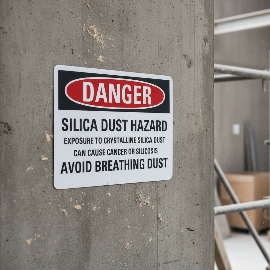 Danger Silica Dust Hazard Exposure To Crystalline