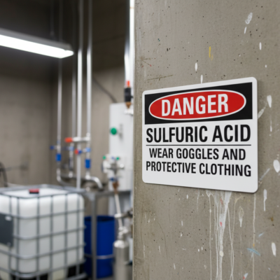 Danger Sulfuric Acid Wear Goggles And Protective