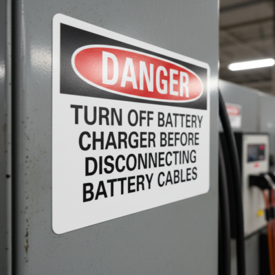 Danger Turn Off Battery Charger Before Disconnecting
