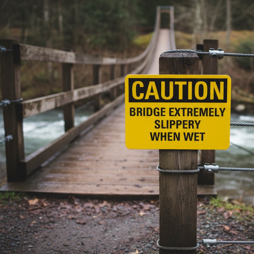 Caution Bridge Extremely Slippery When Wet