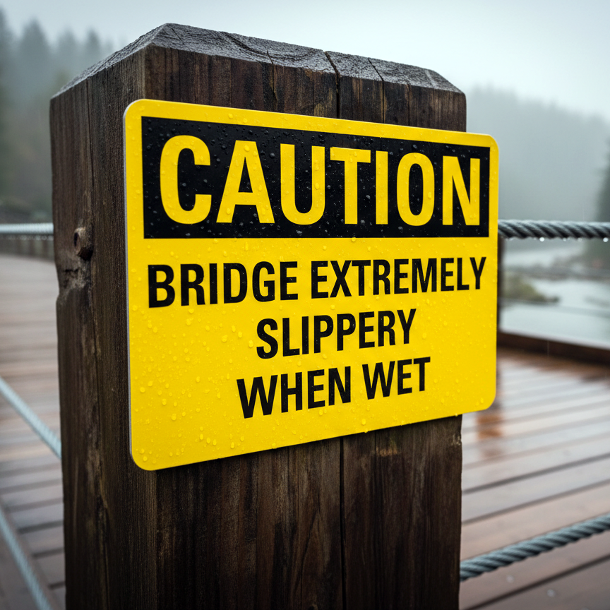 Caution Bridge Extremely Slippery When Wet - Image 2
