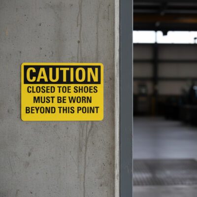 Caution Closed Toe Shoes Must Be Worn Beyond