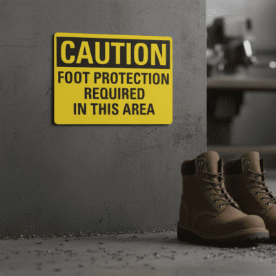 Caution Foot Protection Required In This Area