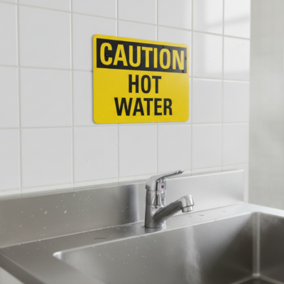 Caution Hot Water
