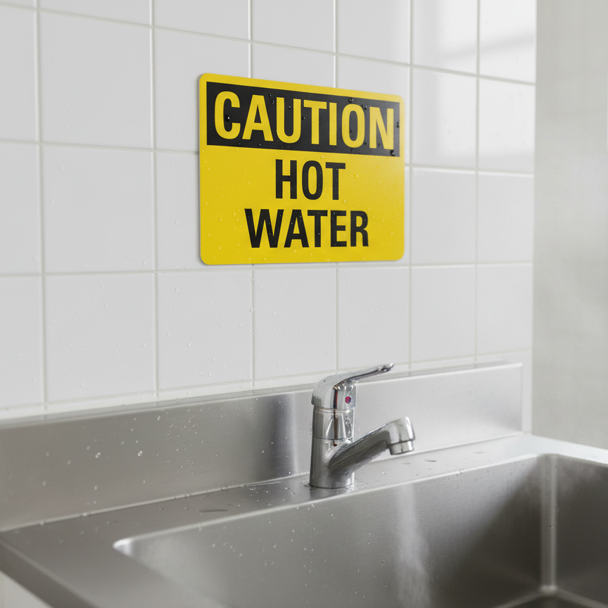 Caution Hot Water