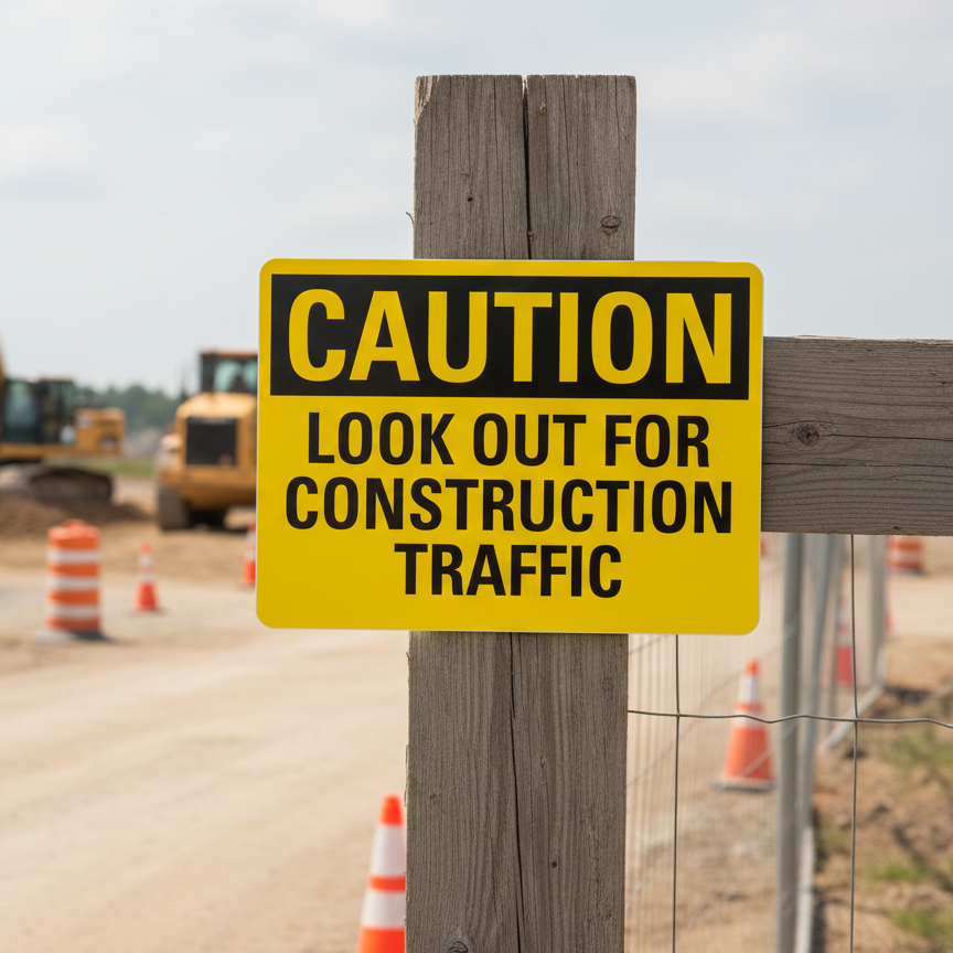 Caution Look Out For Construction Traffic