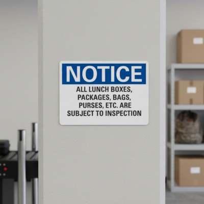 Notice All Lunch Boxes, Packages, Bags, Purses,