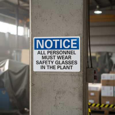 Notice All Personnel Must Wear Safety Glasses