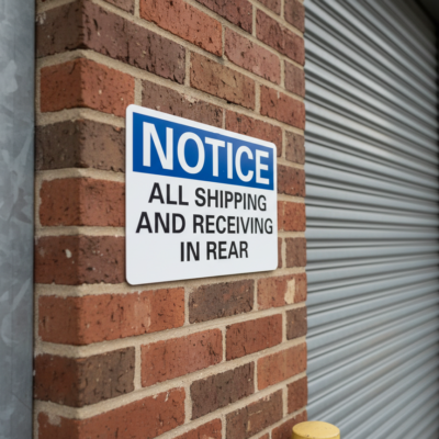 Notice All Shipping And Receiving In Rear