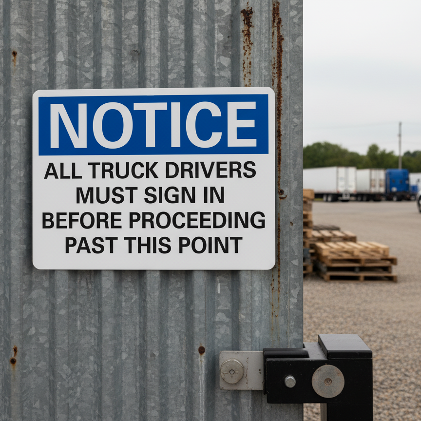 Notice All Truck Drivers Must Sign In Before