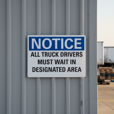 Notice All Truck Drivers Must Wait In Designated