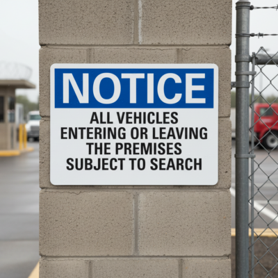 Notice All Vehicles Entering Or Leaving The