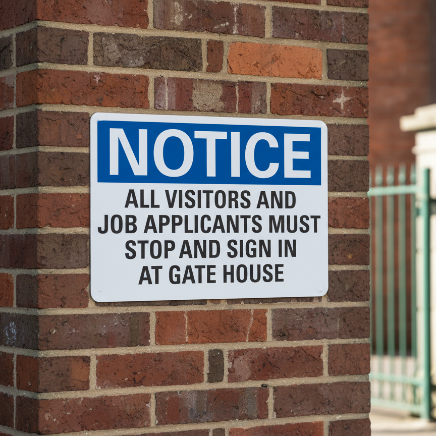 Notice All Visitors And Job Applicants Must
