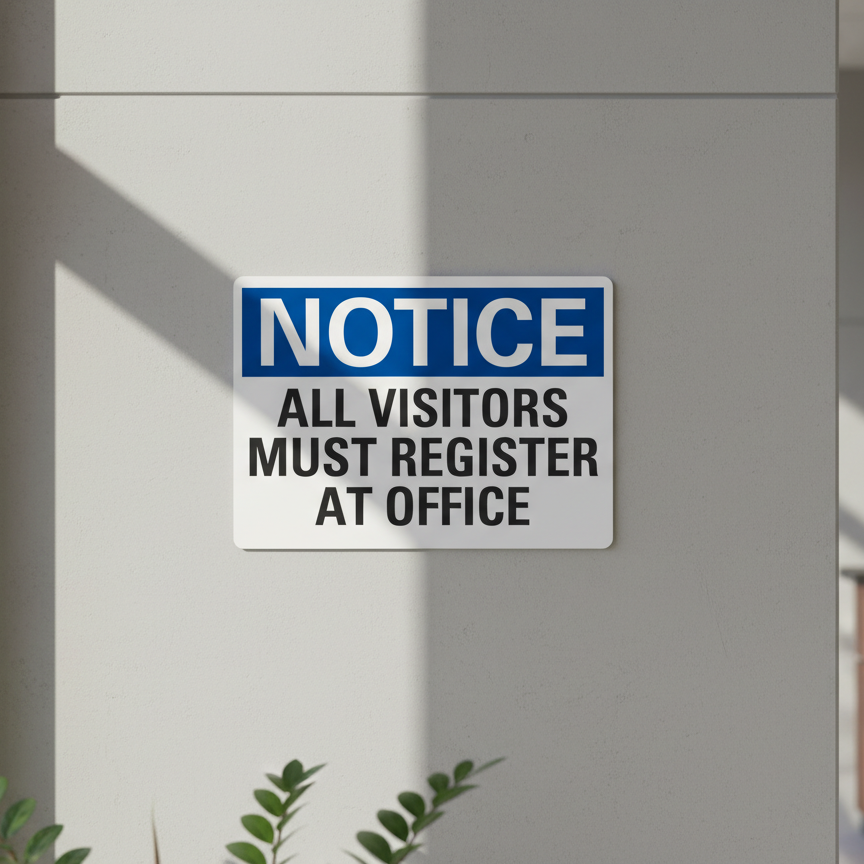 Notice All Visitors Must Register At Office - Image 2