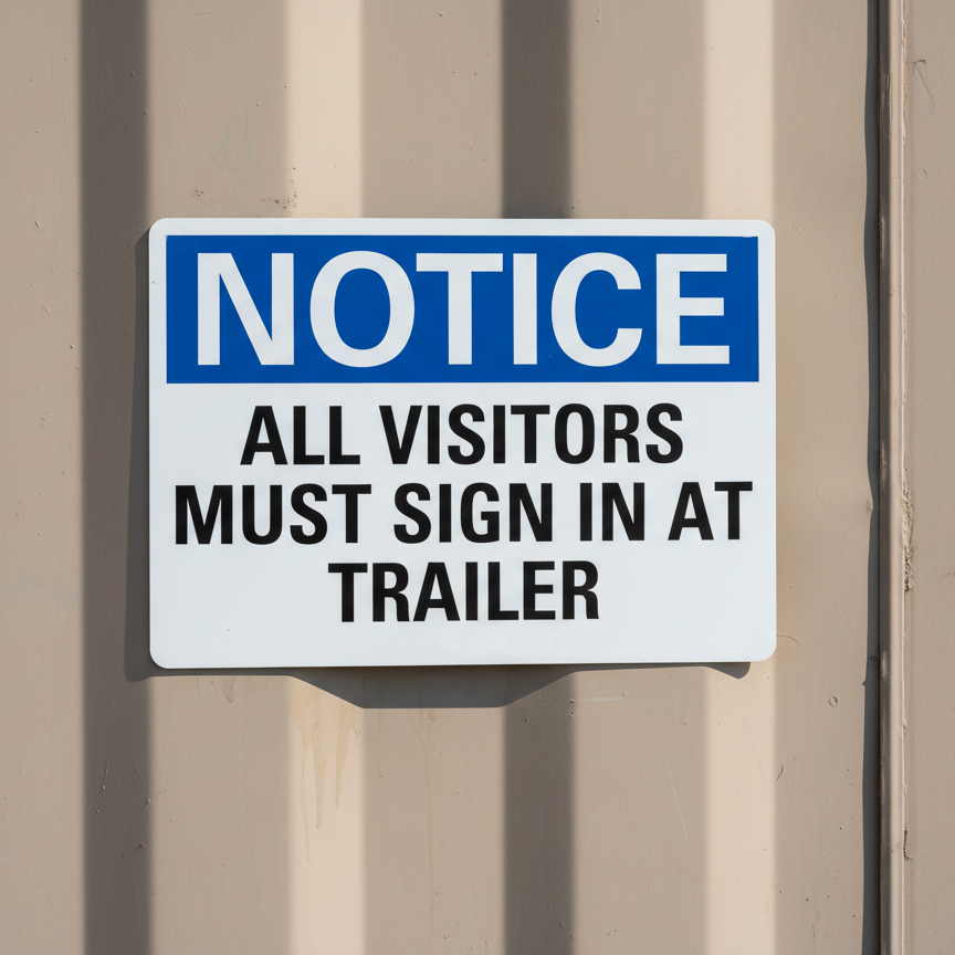 Notice All Visitors Must Sign In At Trailer - Image 2