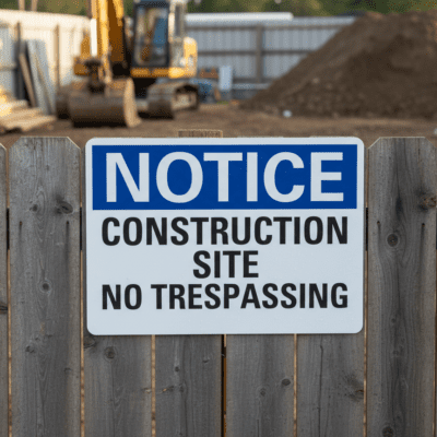 Notice Construction Site No Trespassing