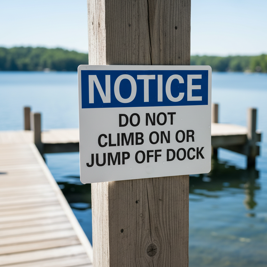 Notice Do Not Climb On Or Jump Off Dock