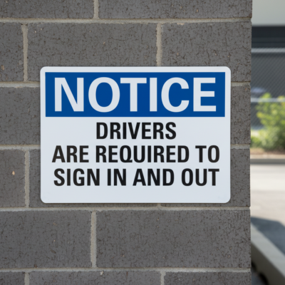 Notice Drivers Are Required To Sign In And Out