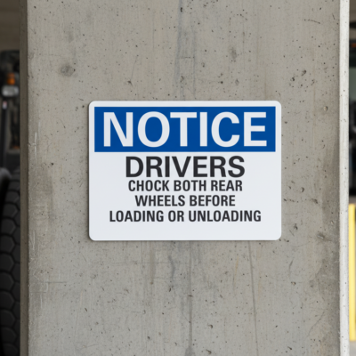 Notice Drivers Chock Both Rear Wheels Before