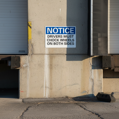 Notice Drivers Must Chock Wheels On Both Sides
