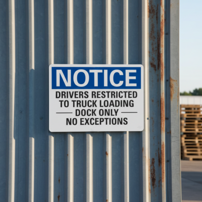 Notice Drivers Restricted To Truck Loading Dock