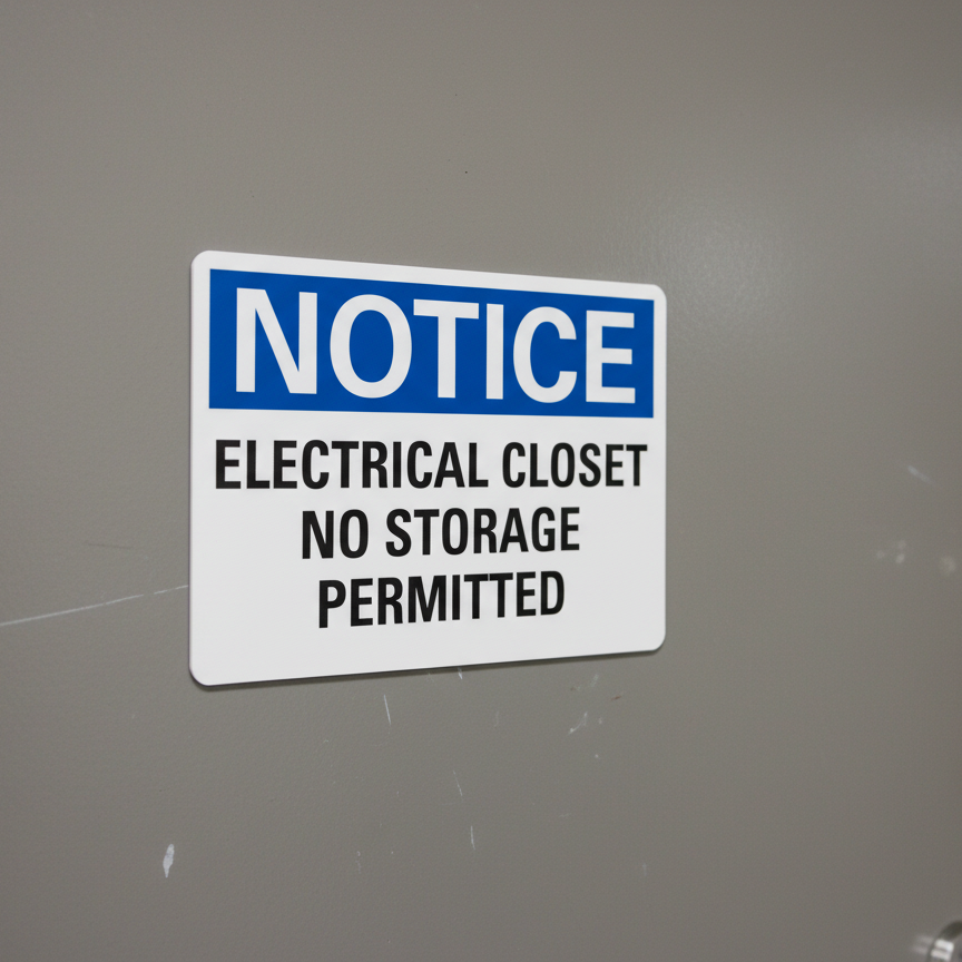 Notice Electrical Closet No Storage Permitted